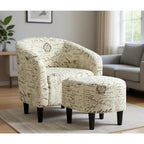 Compact Fabric Accent Chairs with Ottoman for Small Spaces, Perfect for Living Room and Bedroom