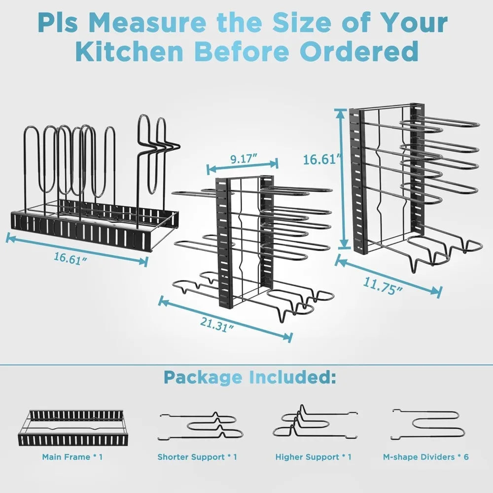 8-Tier Adjustable Pots & Pans Organizer Rack