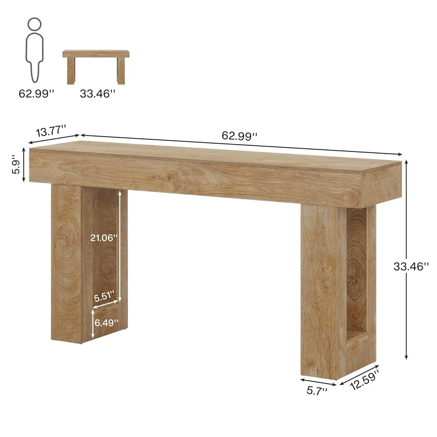 Haven Ridge Heritage Narrow Console Table – 63 Inch