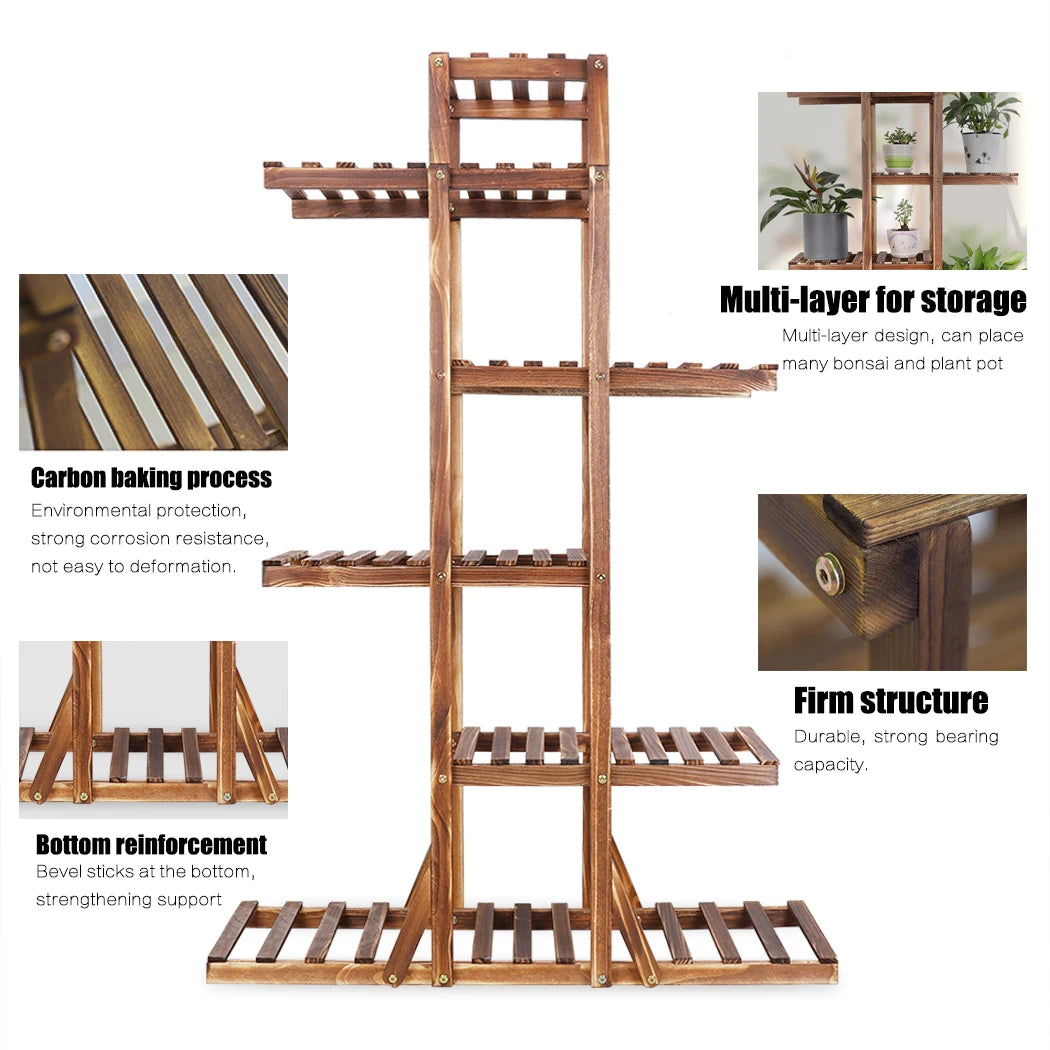 Haven Ridge 6-Tier Solid Pine Wood Plant Stand