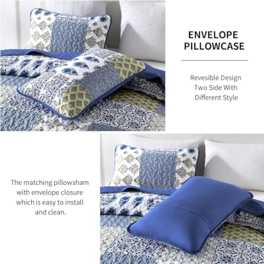 Haven Meadow Boho Floral Quilt Set – 3 Piece