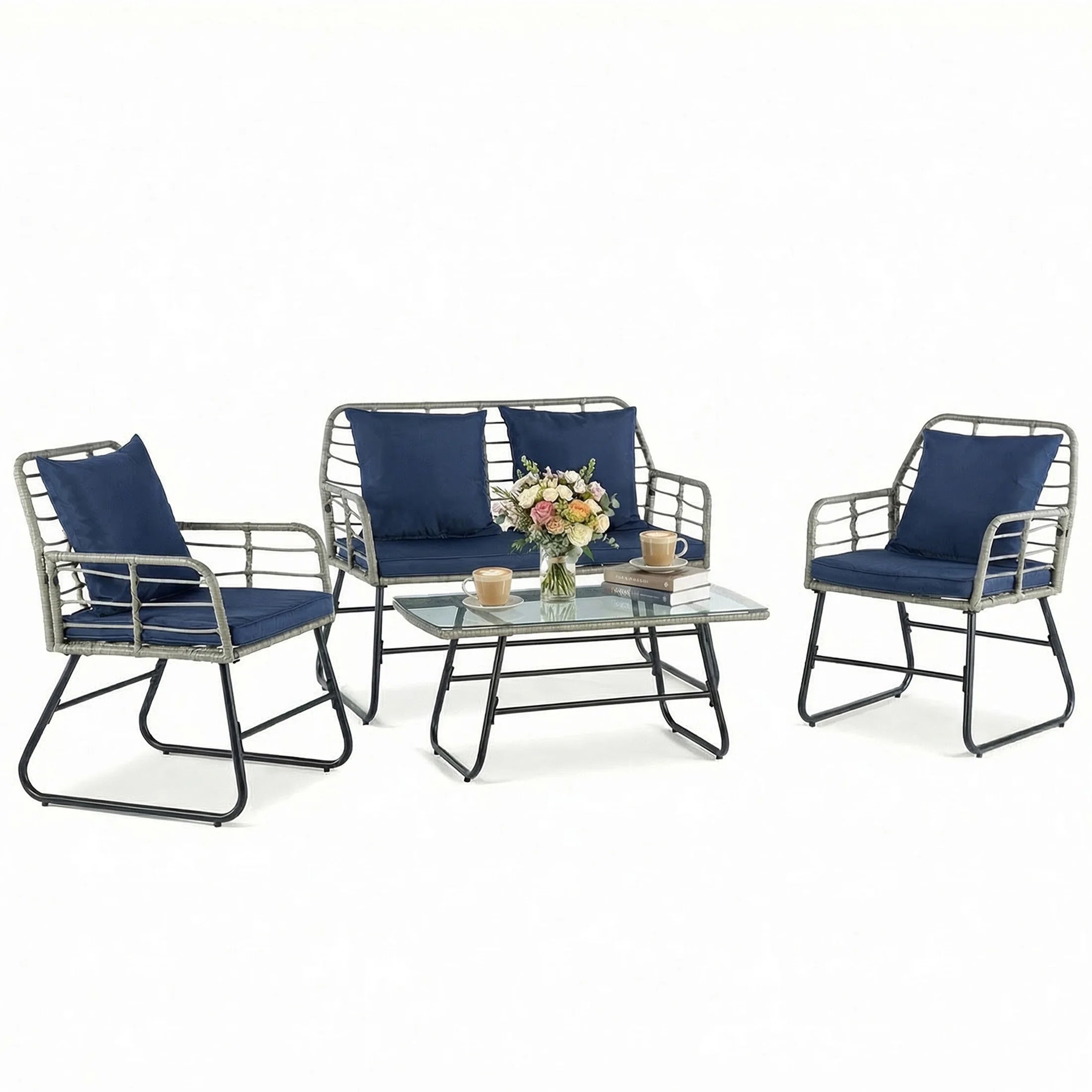 Willow Harbor Wicker Patio Conversation Set