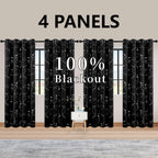 LunaShield Blackout Thermal Foil Grommet Curtain Panels – 4 Piece Set