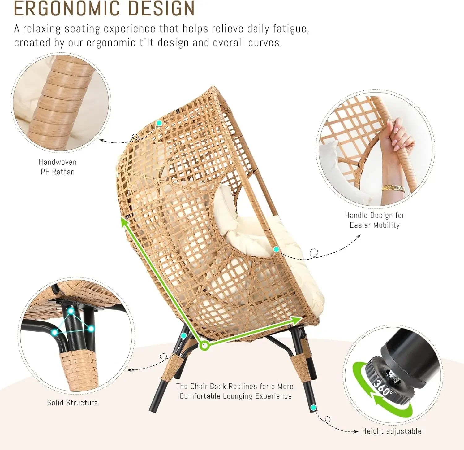 Savannah Wicker Egg Lounge Chair with Ottoman