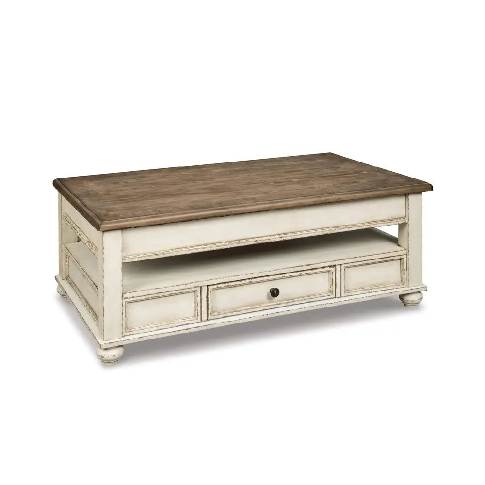 Realyn Vintage Farmhouse Lift-Top Coffee Table with Storage Drawer