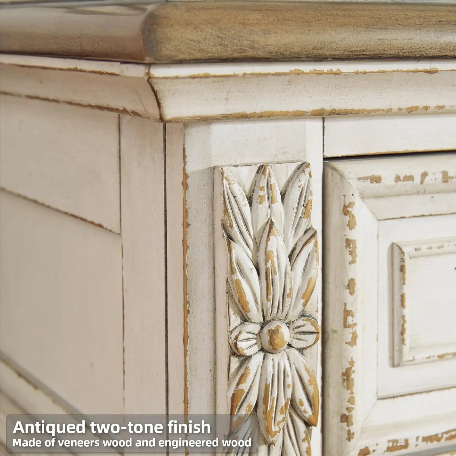 Realyn French Country 3-Drawer Nightstand with Charging Station