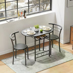Round Dining Table & Chair Set with Wine Storage
