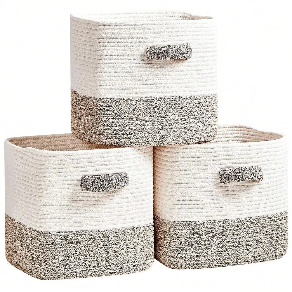 Willow Haven Foldable Woven Storage Cube Baskets – Set of 3
