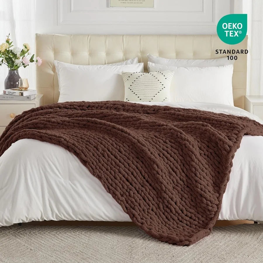 Haven Ridge Chunky Knit Chenille Throw Blanket
