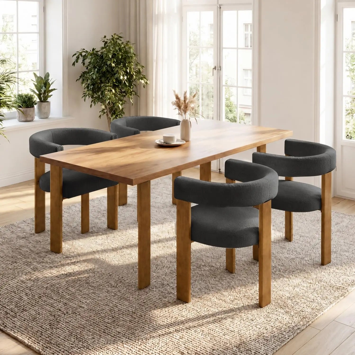 Boucle Dining Chair Set of 4 Corduroy Upholstered Dining Room Chairs Kitchen Chairs with Metal Legs Mid Century Modern, Custom