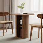 31.5" Round Dining Table for 2-4, Modern Farmhouse Kitchen Table with 2-Tier Storage Shelf, Small Wooden Circle Dining, Custom