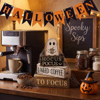 HavenHarvest 4-Piece Wooden Ghost Stack Décor Set – Farmhouse Halloween Tabletop Decorations