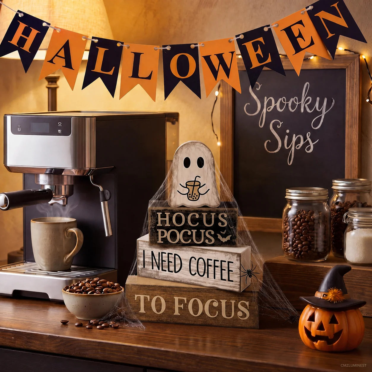 HavenHarvest 4-Piece Wooden Ghost Stack Décor Set – Farmhouse Halloween Tabletop Decorations