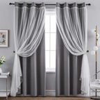 LunaShade Layered Blackout Sheer Curtain Panels – 2 Piece Set