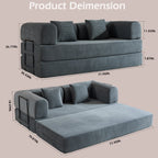79" Folding Convertible Sofa Bed, Oversized Corduroy Futon Floor Couch, Boneless Loveseat for Small Spaces, Living Room, Bedroom