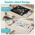Multifunctional Kids Table & 2 Chairs Set w/ Removable Double-sized Tabletop