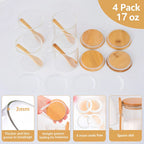 PurePantry 4-Piece Glass Food Storage Jar Set with Bamboo Lids & Spoons