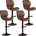 Bar Stools Set of 4, Modern Swivel Counter Height Barstools for Kitchen Island Chairs, Adjustable Fabric Bar Stools with Back
