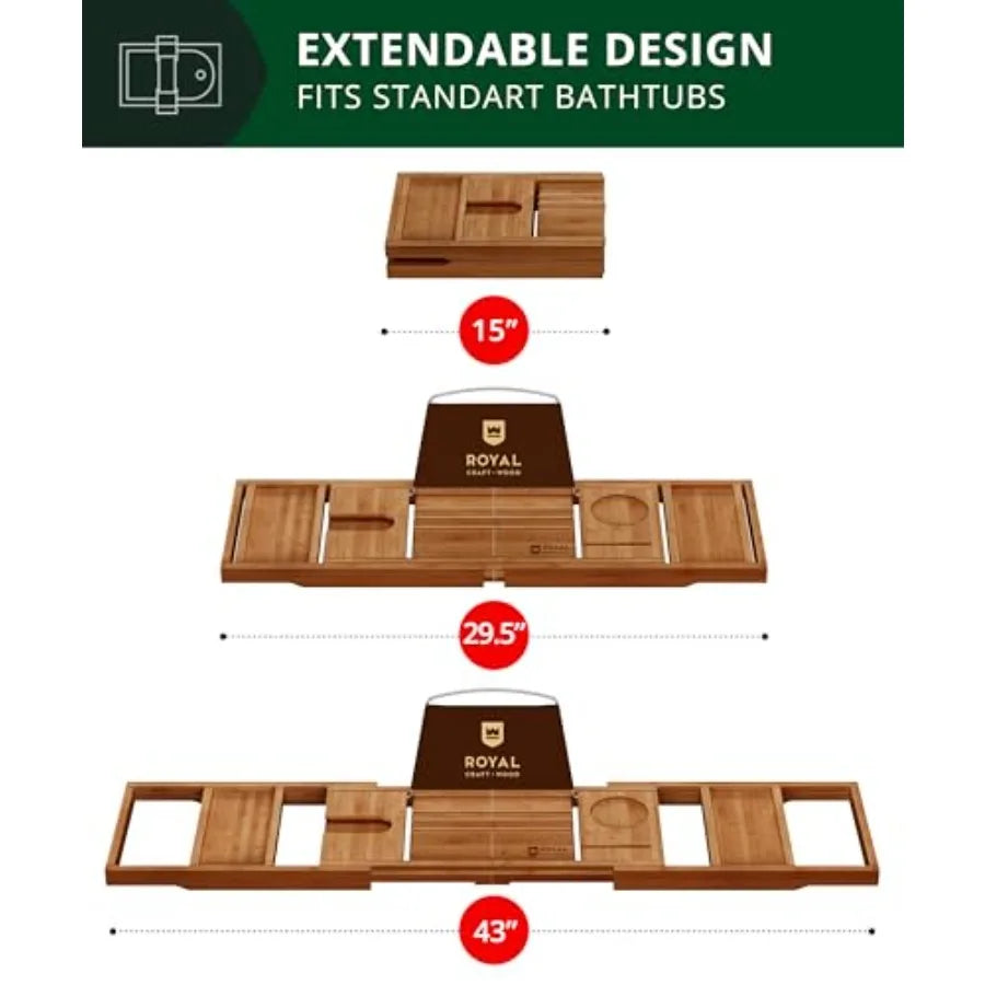 Serenity Retreat Foldable Bamboo Bath Caddy Tray