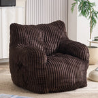 Soft and fluffy corduroy memory foam beanbag chair; comfortable velvet single-seater sofa for adults—ideal for home relaxation and gaming.