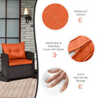HavenHarbor 3-Piece Wicker Patio Conversation Set with Cushions & Glass Coffee Table