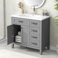 36" Grey Bathroom Vanity with Sink and Drawers, Solid Frame MDF Cabinet
