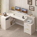 Heritage Farmhouse 62" L-Shaped Executive Desk with Storage & Power Station