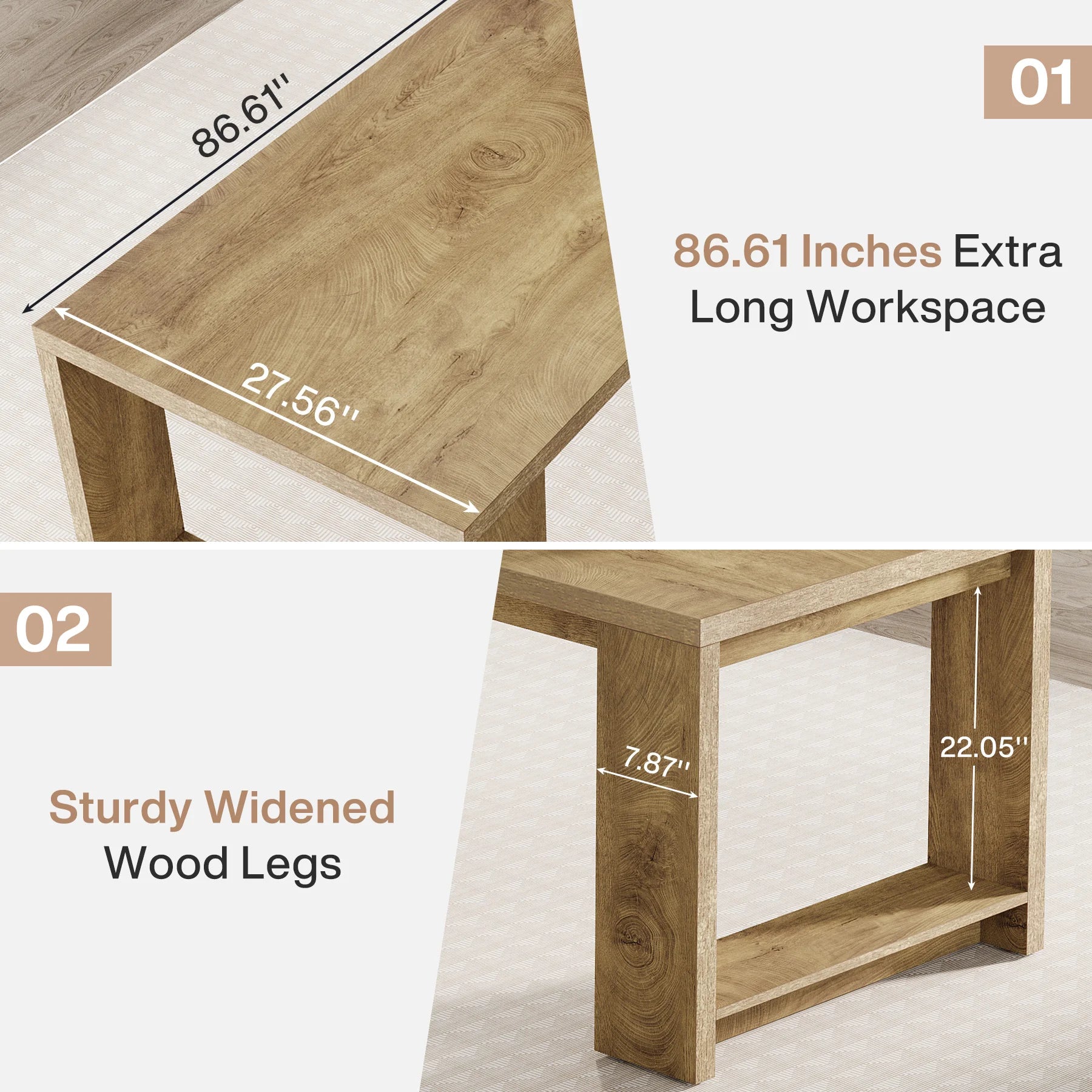 Haven Ridge Collaborative Workspace Desk – 86.6 Inch Double Workstation