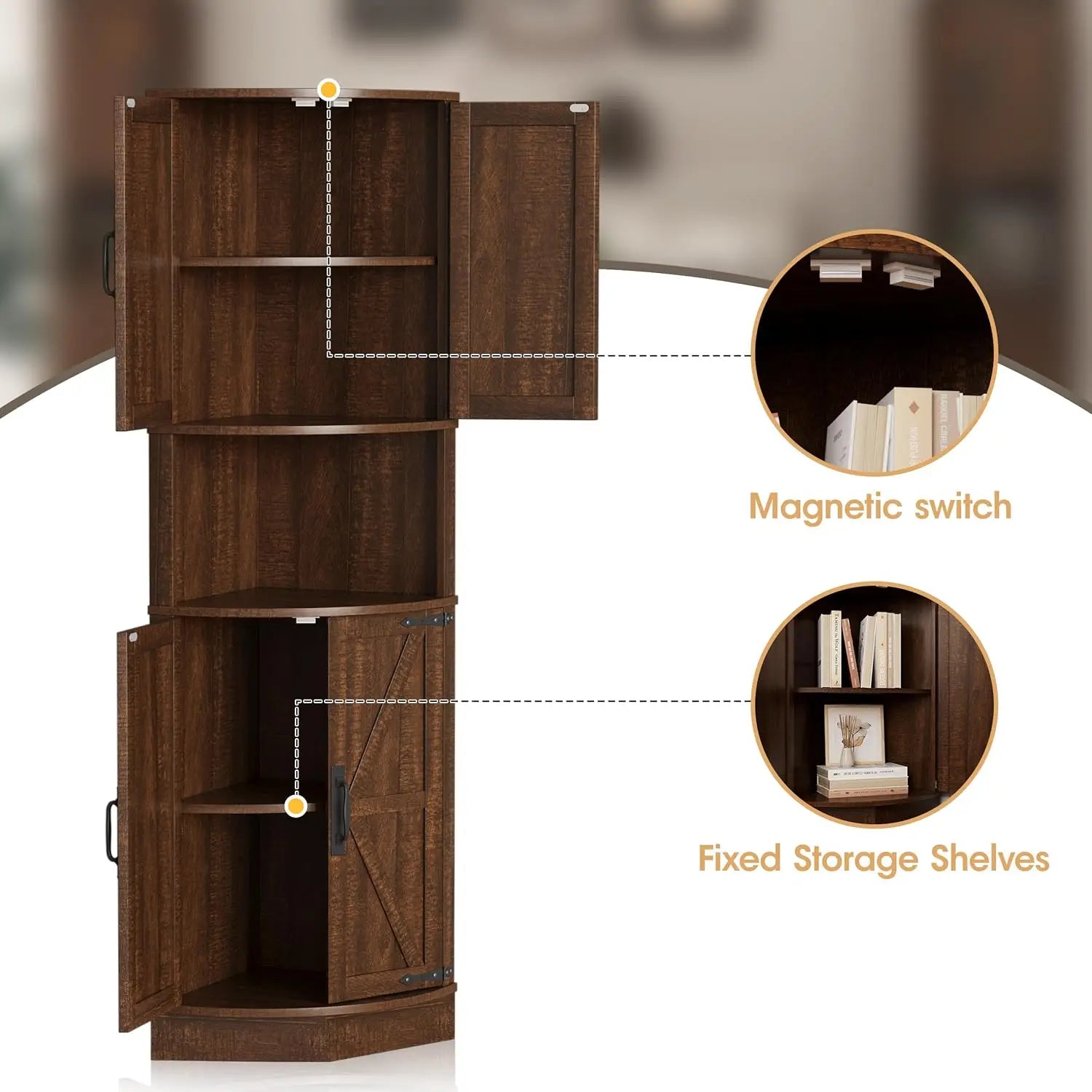 Haven Ridge Heritage Farmhouse Corner Storage Cabinet