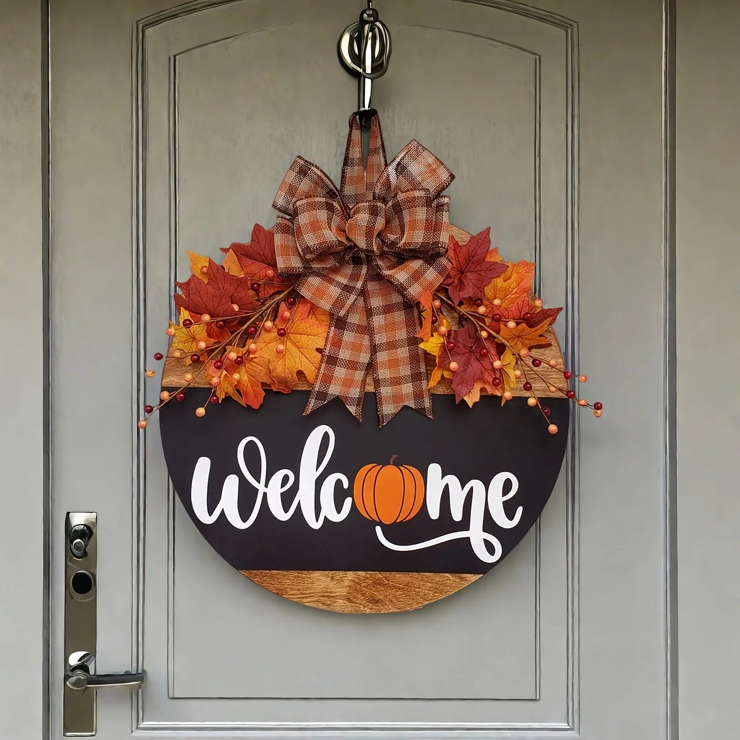 Fall Pumpkin Welcome Door Hanger – Autumn Front Door & Porch Décor