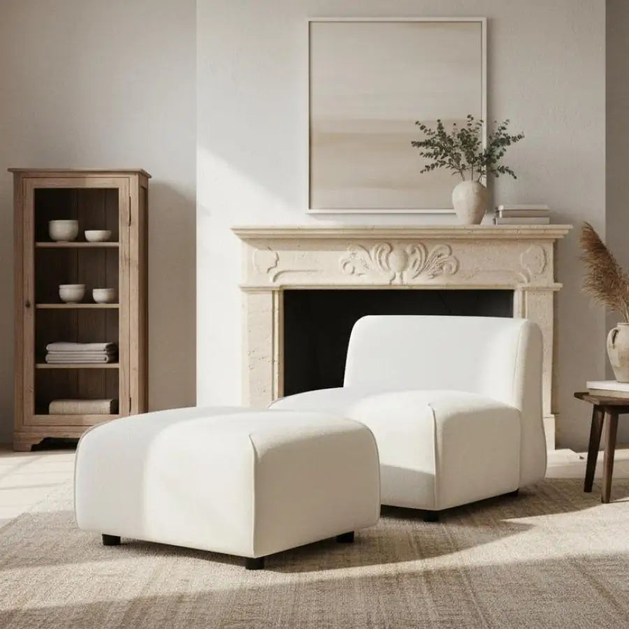 Modern Plush Accent Chair with Ottoman Set Compact Upholstered Lounge Set for Living Room and Bedroom Modern Accent Chair