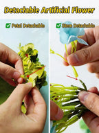 MEHELANY 1pc Light Green Artificial Hydrangea Flower, Realistic Silk High-Quality Artificial Flower, Suitable For DIY Wedding Bouquet, Party, Autumn Home Living Room Kitchen Garden Hotel Office Decoration,  Thanksgiving Harve