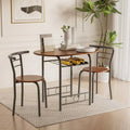 Round Dining Table & Chair Set with Wine Storage