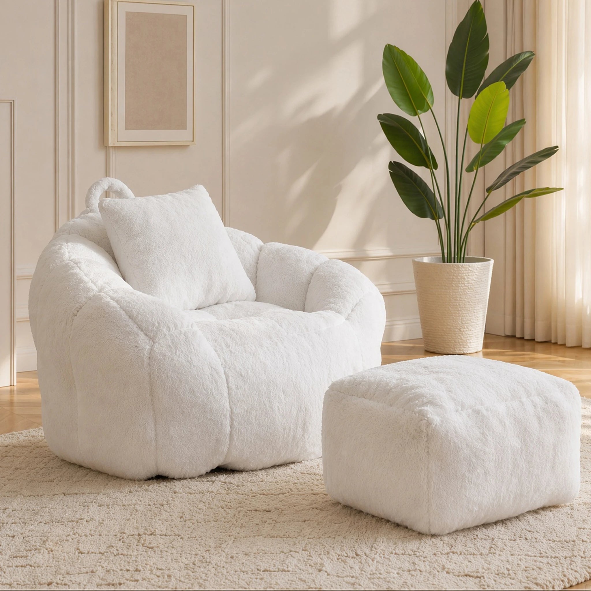 CloudNest Teardrop Bean Bag Chair with Ottoman