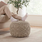 Willow Knit Boho Cotton Pouf Ottoman