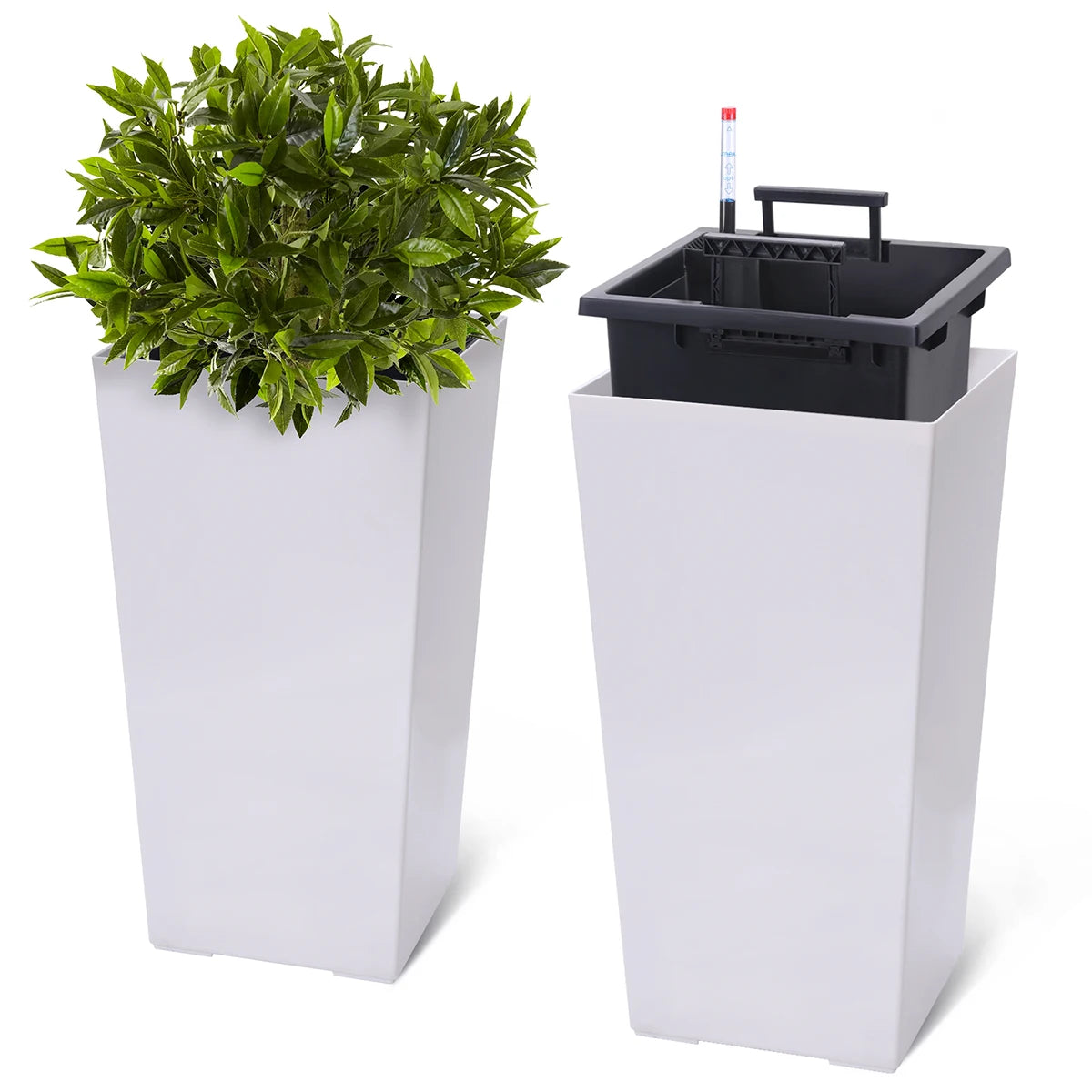 Haven Ridge Modern Self-Watering Rectangular Planter Set – 2 Piece