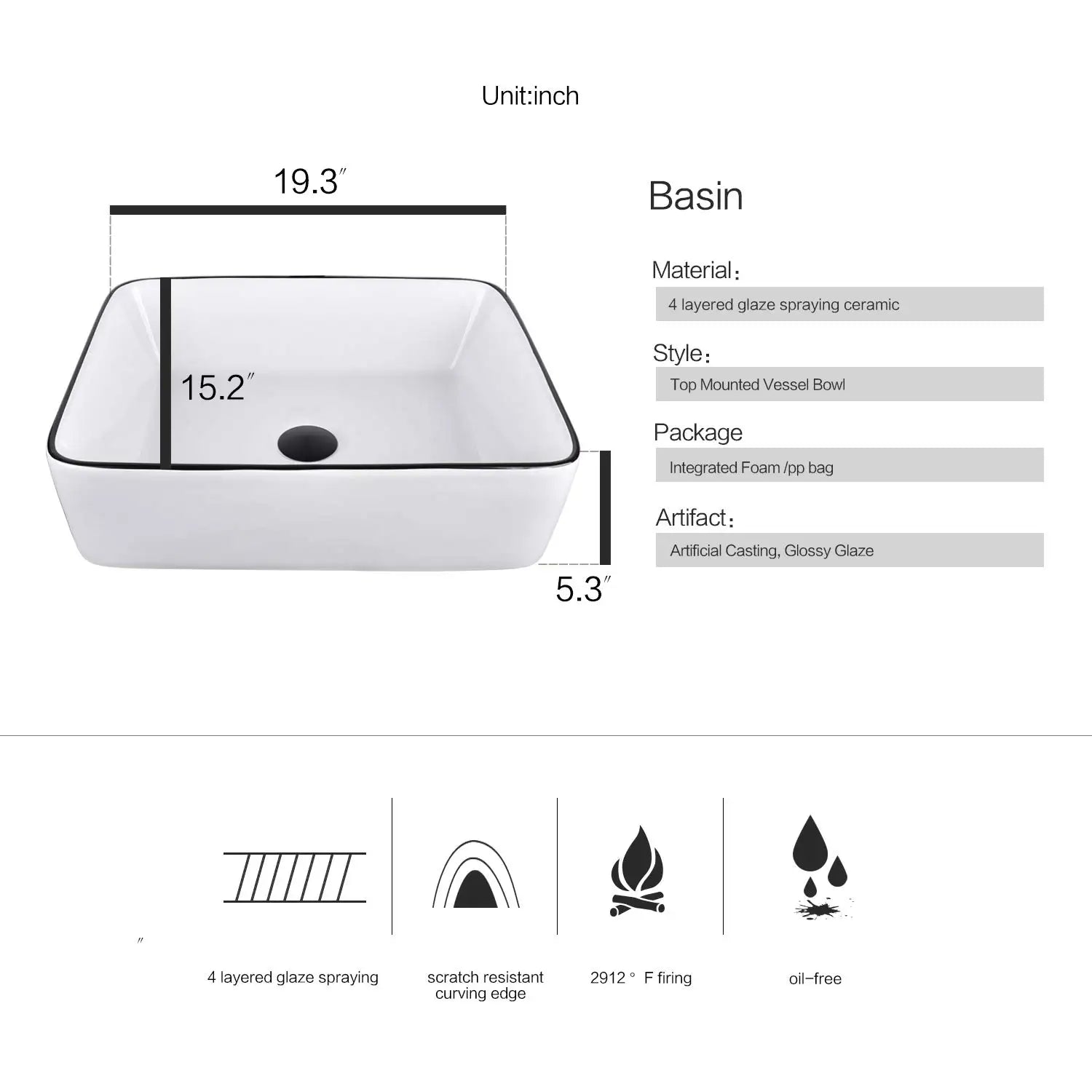 Aspen Grove 36" Bathroom Vanity with Ceramic Sink & Faucet Set