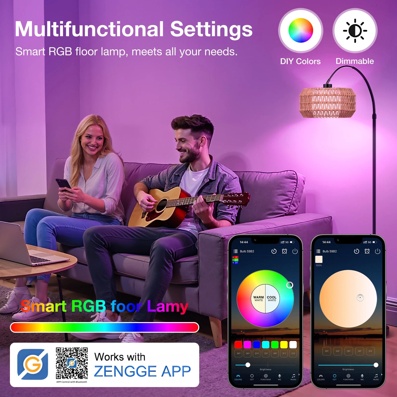 LumaHaven Smart RGB LED Corner Floor Lamp