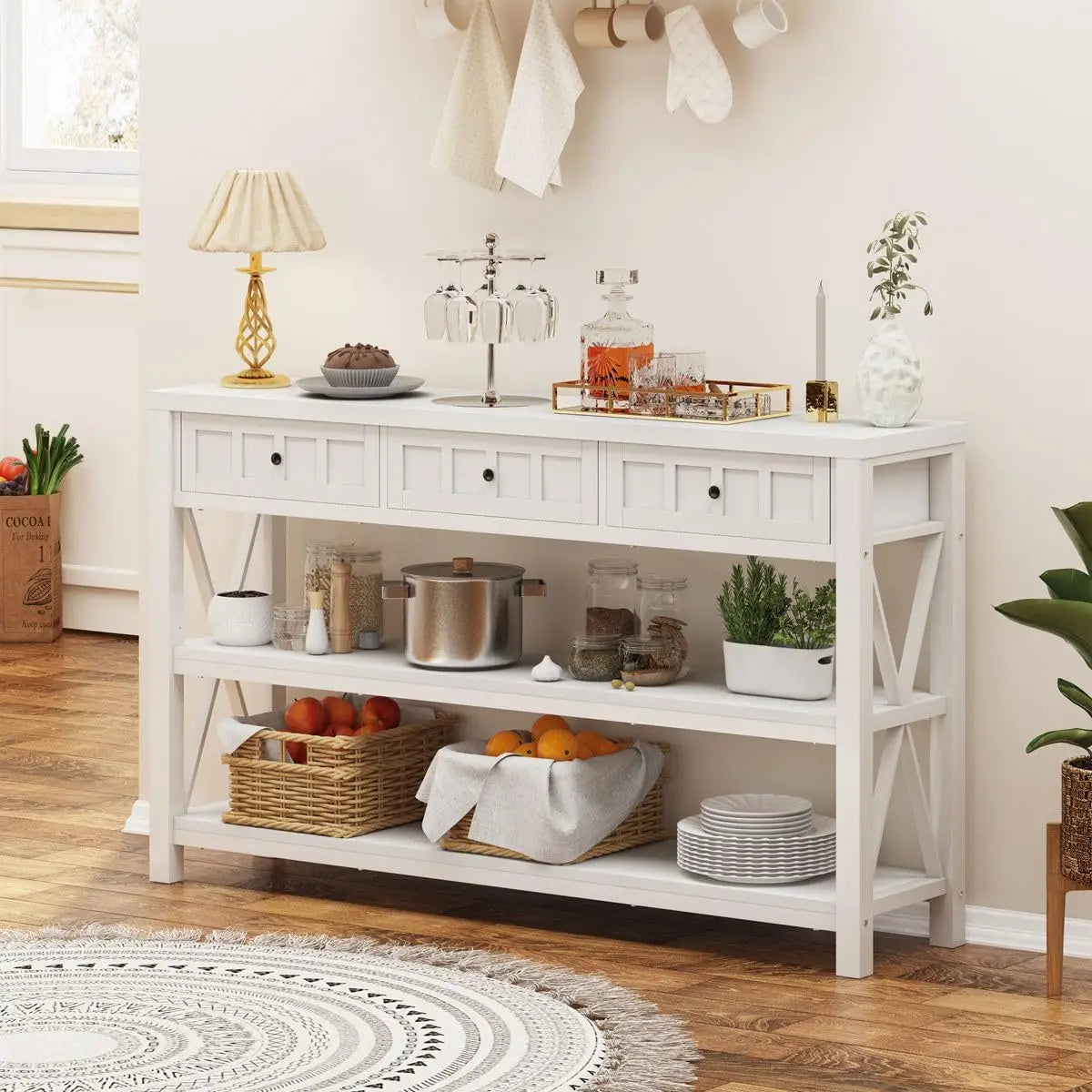 Heritage Farmhouse Console Table with 3 Drawers