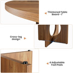 Round Dining Table for 4-6, Wood Dining Room Table, Kitchen Dinner Tables | 47.2'' Farmhouse Dining Room Table with Wooden Pedestal Base, Circle, for Living Room, Balcony, Apartment, O-Shape