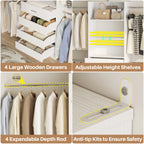 Expandable Walk-In Closet System with 4 Drawers