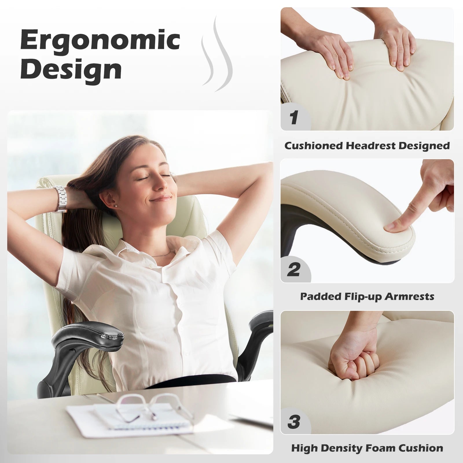 Ashton Executive Ergonomic Office Chair with Flip-Up Arms