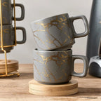 Bella Casa Stackable Espresso Cup Set with Metal Stand