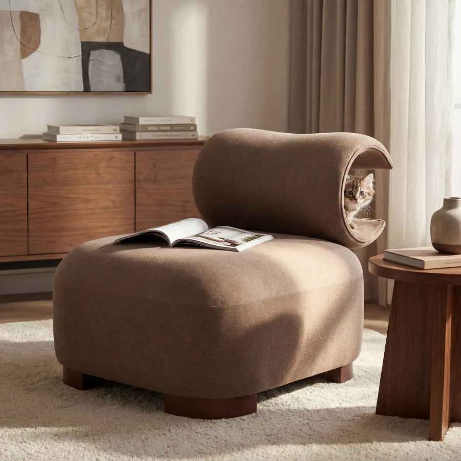 Modern Brown Polyester Accent Chair for Living Room - Pet-Friendly, 330 lbs Capacity, Stylish Living Room Seating for Home and