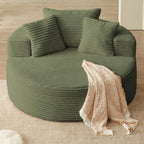 CloudNest Round Corduroy Chaise Lounge with Ottoman