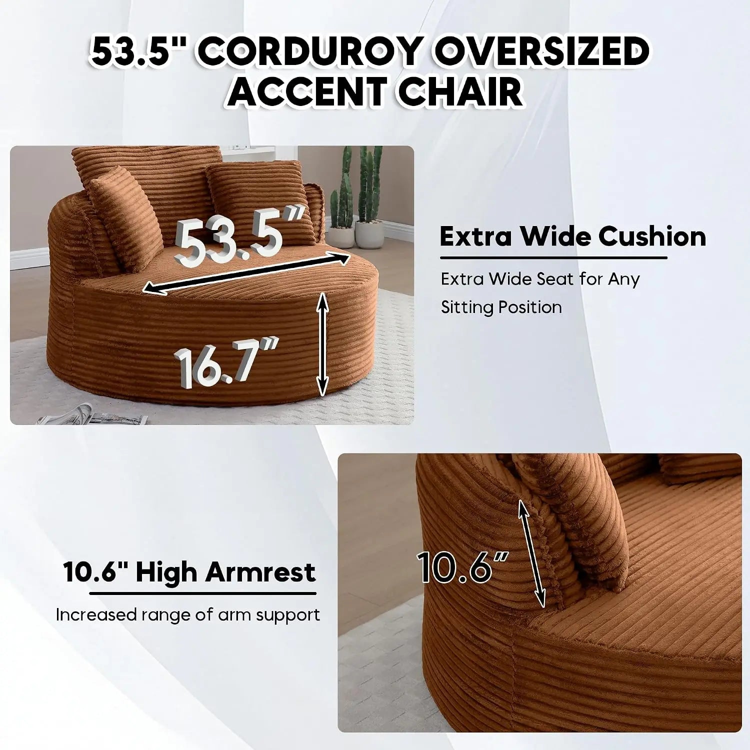 Oversized Round Corduroy Cloud Lounge Chair