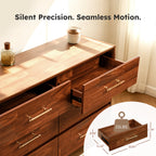 Walnut Modern Wood Dresser – 6 Drawer Storage Cabinet