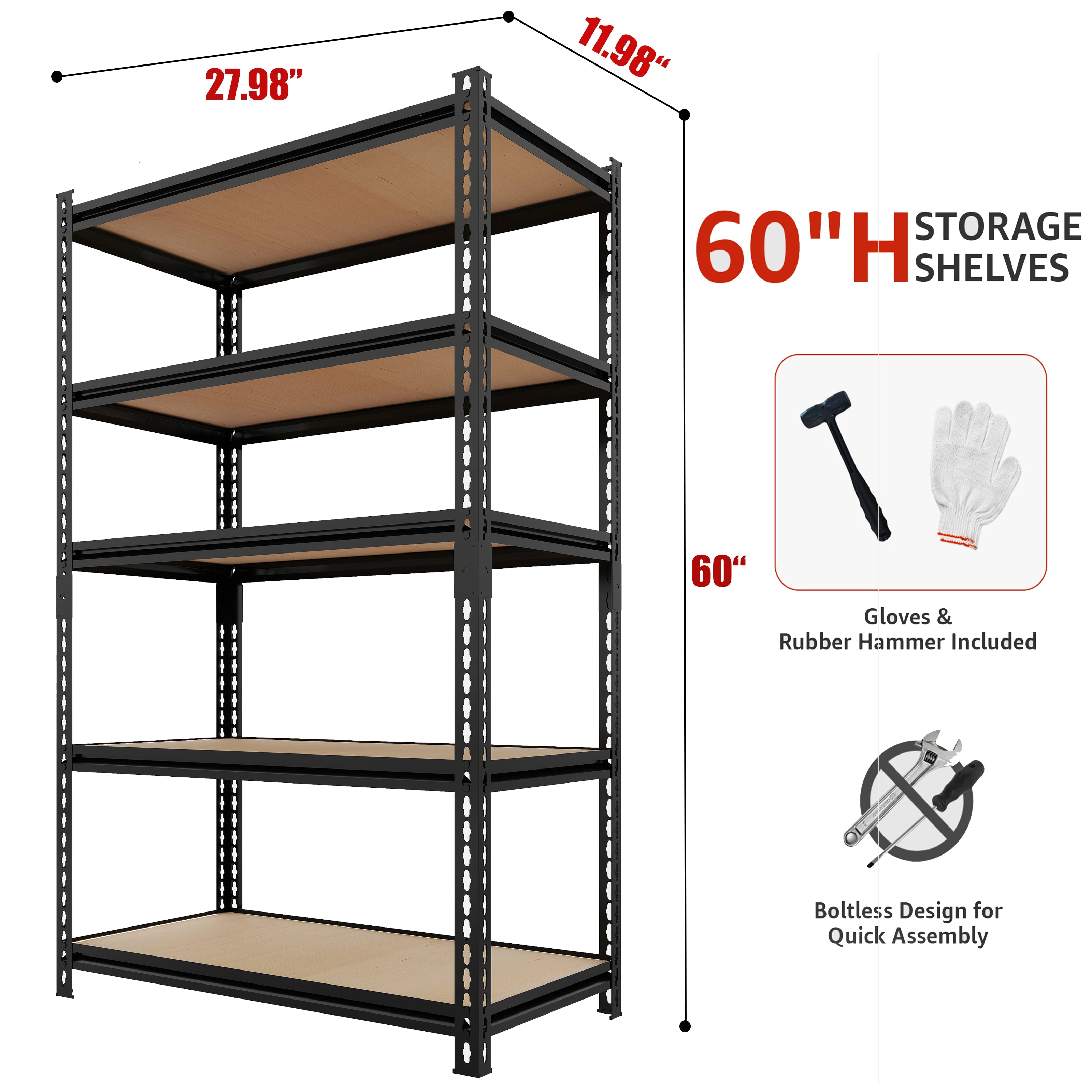 Haven Ridge Pro Heavy-Duty Storage Shelving Rack – 5 Tier