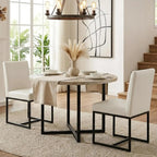 Monroe Mid-Century Linen Dining Chairs with Gold Frame
