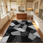 Modern Abstract Geometric Area Rug Black Grey Splicing Block Carpet for Living Room Bedroom Home Decor Floor Mat